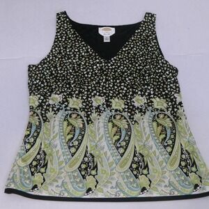 Talbots Blouse Womens 10-100% Silk Sleeveless Floral Stretch Lined Career Office